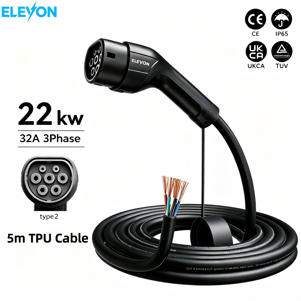 Ev Charger Type 2 22Kw 32A 3 Phase - شاحن سيارة كهربائية ELEVON من النوع