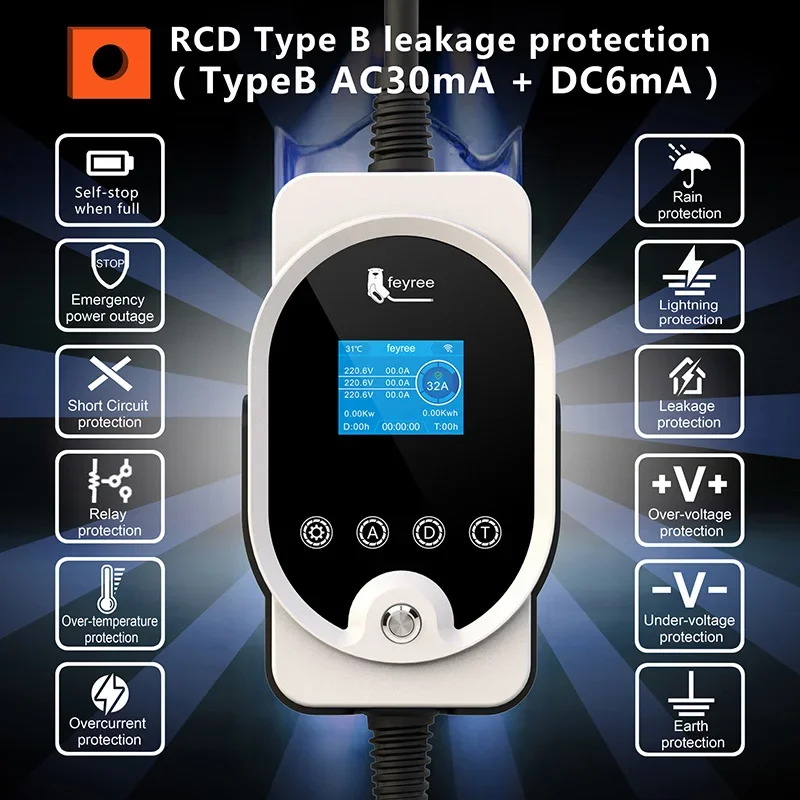 شاحن Feyree بقوة 22 كيلو واط م - مراجعة Ev Charger Type 2 22Kw 32A 3 Phase وسعره