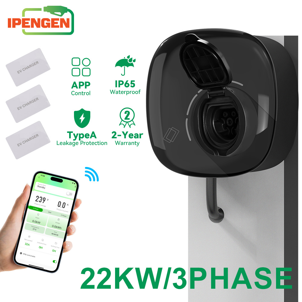 شاحن سيارات كهربائية IPENGEN ب - مراجعة Ev Charger Type 2 22Kw 32A 3 Phase وسعره