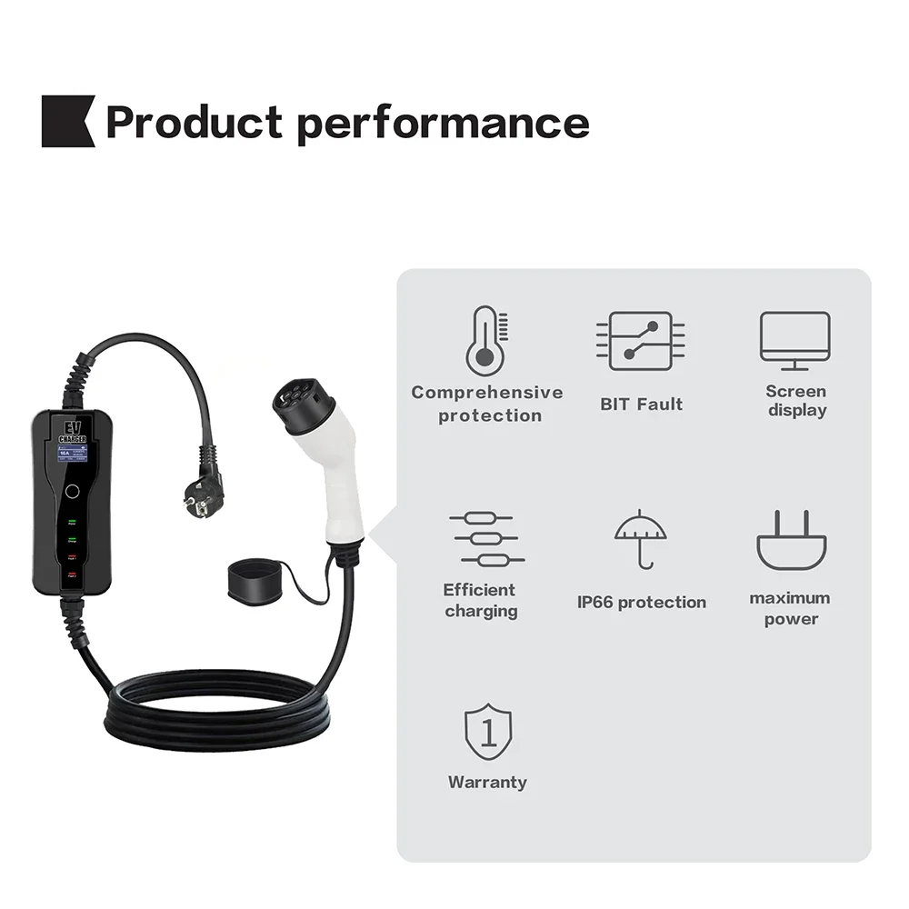 11KW 16A شاحن سيارات كهربائية  - مراجعة Type 2 Portable Ev Charger 11Kw Cee وسعره