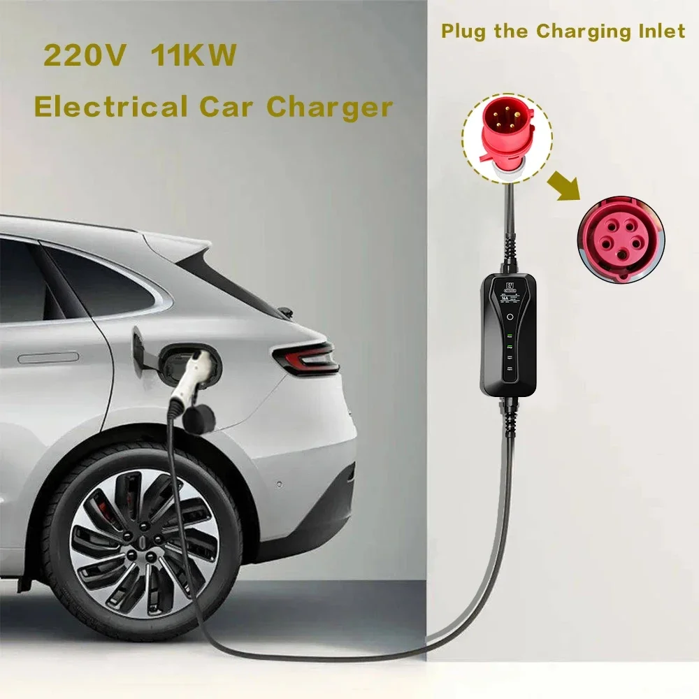 11KW 16A شاحن سيارات كهربائية  - مراجعة Type 2 Portable Ev Charger 11Kw Cee وسعره