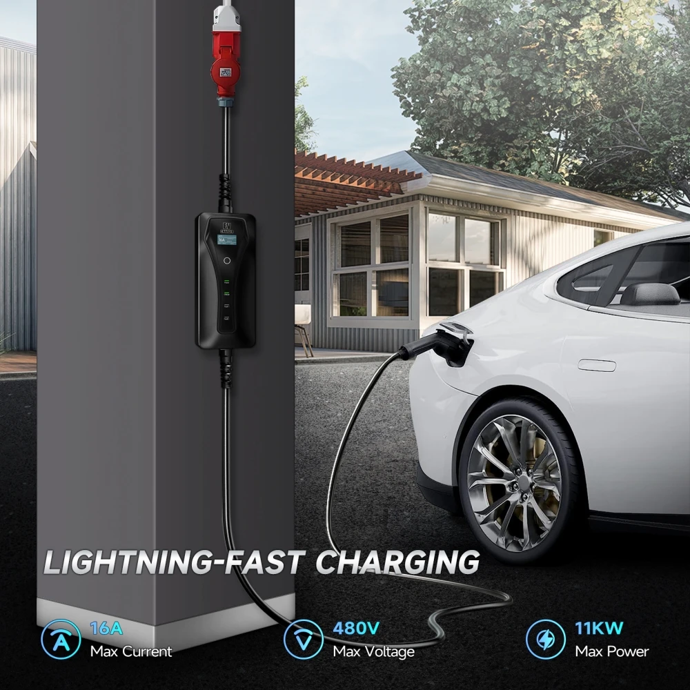 11KW 16A شاحن سيارات كهربائية  - مراجعة Type 2 Portable Ev Charger 11Kw Cee وسعره