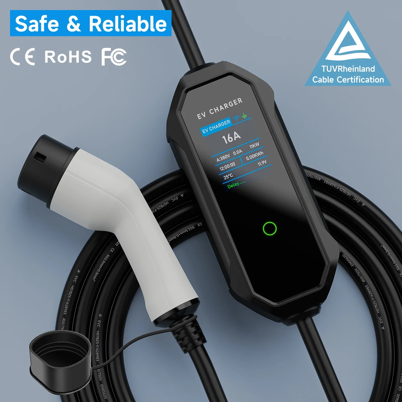 AFEEV نوع 2 شاحن سيارات كهربائ - مراجعة Type 2 Portable Ev Charger 11Kw Cee وسعره